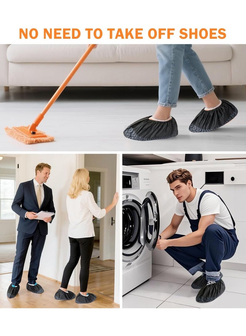 100 Pcs Shoe Covers Disposable Non-Slip,Shoe Covers for Indoors Reusable,Slip-resistant, Durable, Breathable, Non-Woven Booties for Shoes Covers, Black - Image 3